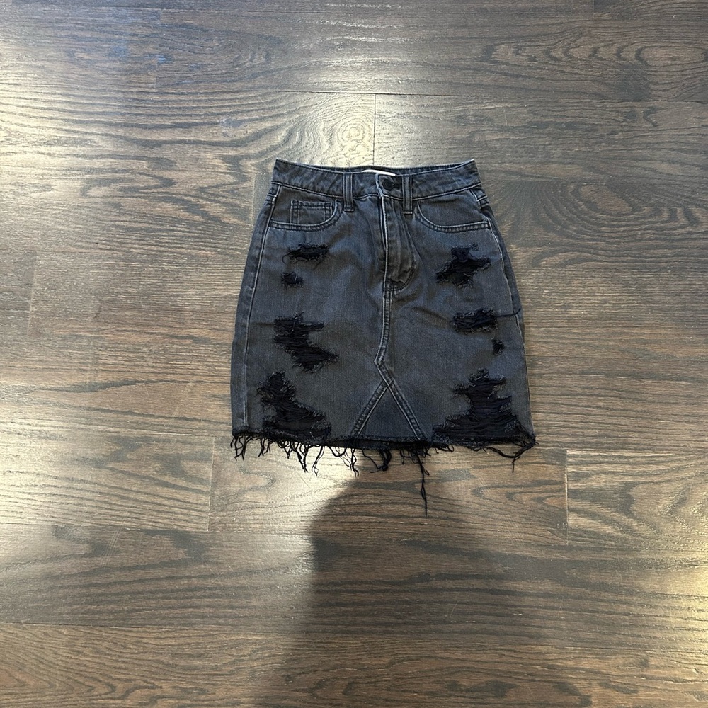 Hollister Black Distressed Mini Skirt